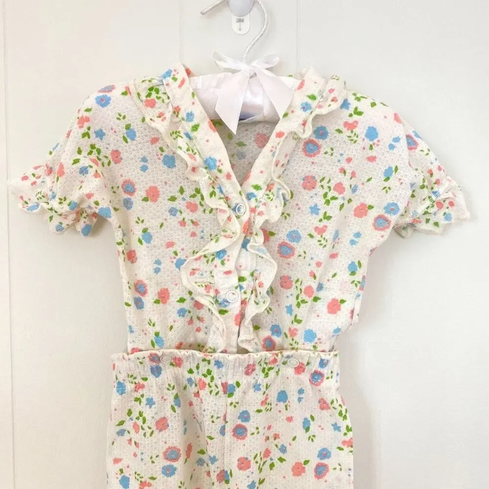 Vintage Carter's White Floral Pajama Set 1 Year